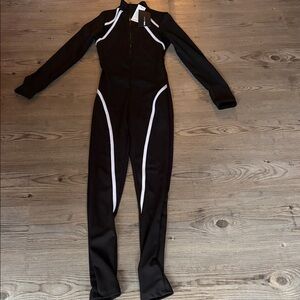 Fashion Nova Black and White Zip-Up Jacket